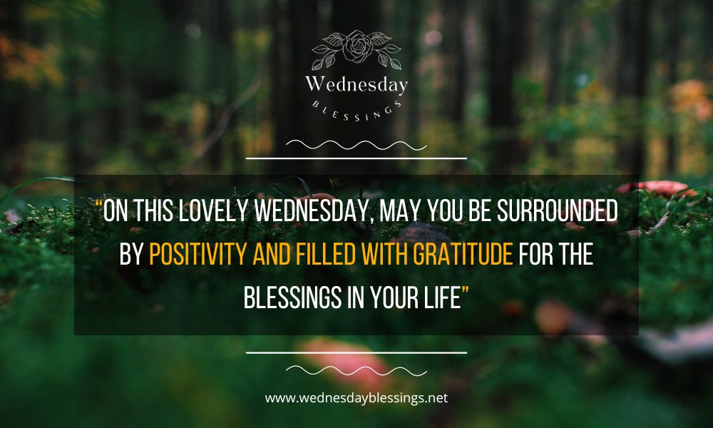 On this lovely Wednesday, may you be surrounded by positivity and filled with gratitude for the blessings in your life